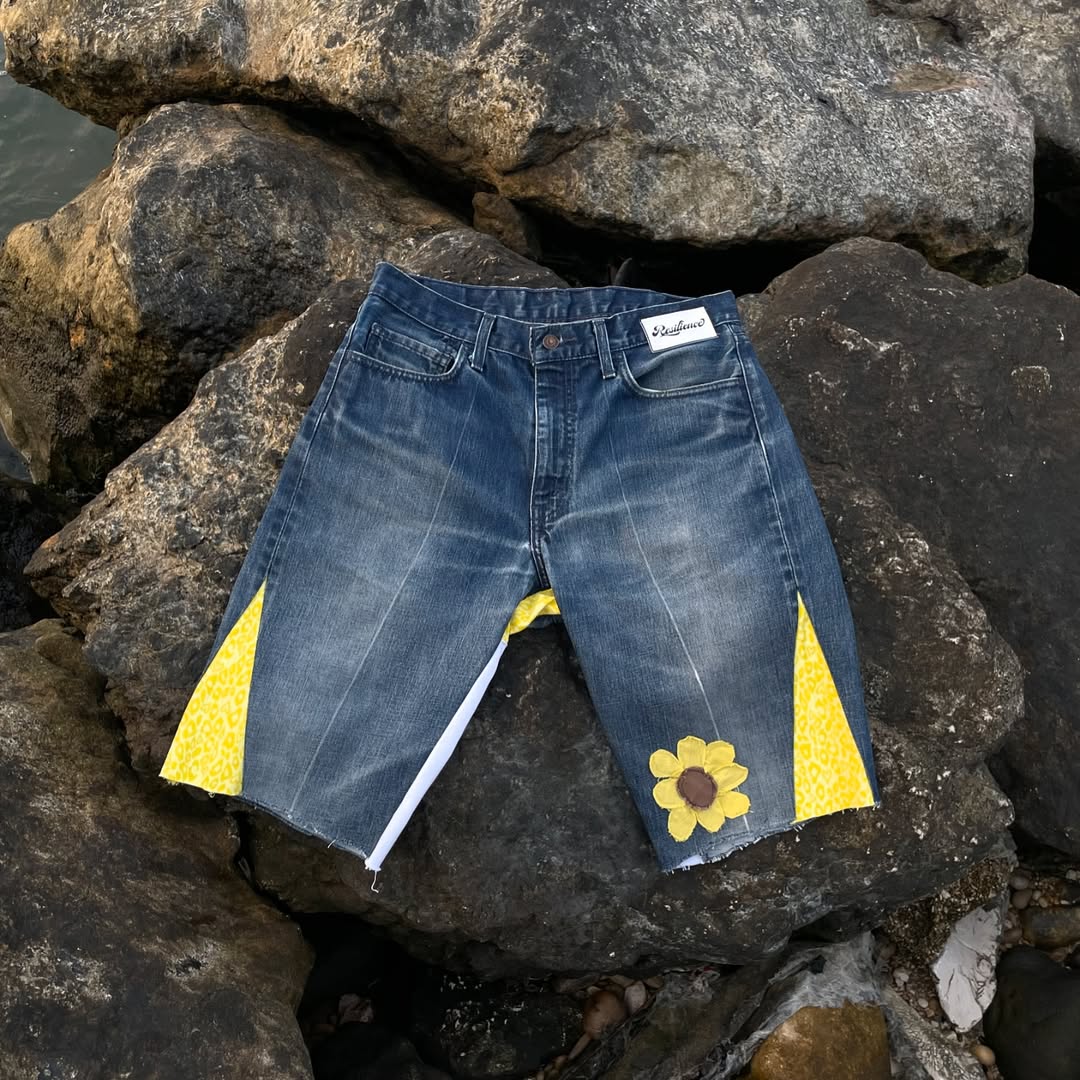 Flare Shorts Yellow Sunflower