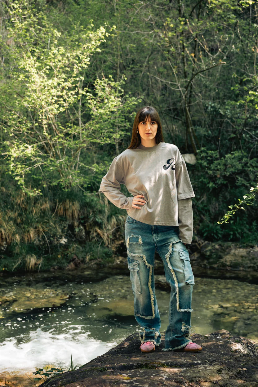 Blue distressed flare carpenter