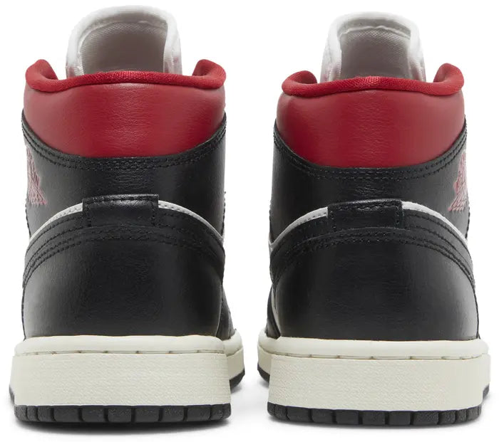 Wmns Air Jordan 1 Mid 'Black Sail Gym Red'