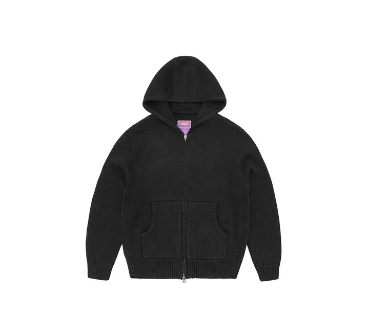 Corteiz Alcatraz Heavy Knit Zip Hoodie 'Black'