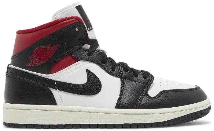 Wmns Air Jordan 1 Mid 'Black Sail Gym Red'