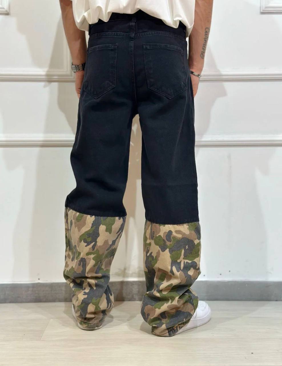 Jeans Straight "Camo Block" Bicolore