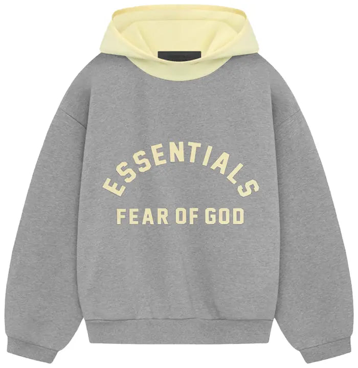 Fear of God Essentials Nylon Fleece Hoodie 'Dark Heather Oatmeal/Garden Yellow'
