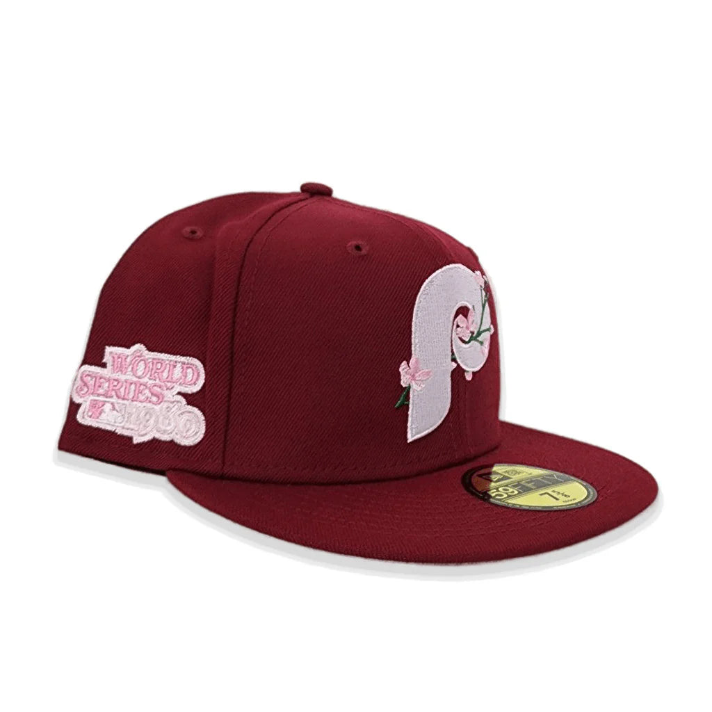 Burgundy Philadelphia Phillies 1980 World Series Side Patch Bloom Pink Bottom '59FIFTY'