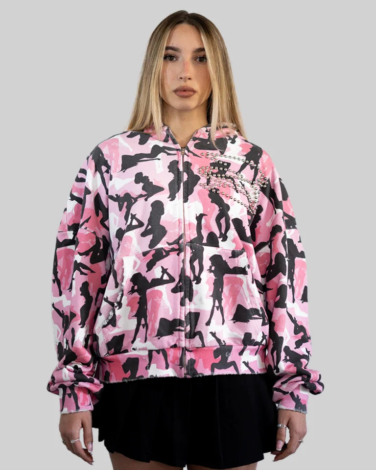 Zip Hoodie Camouflage Pink