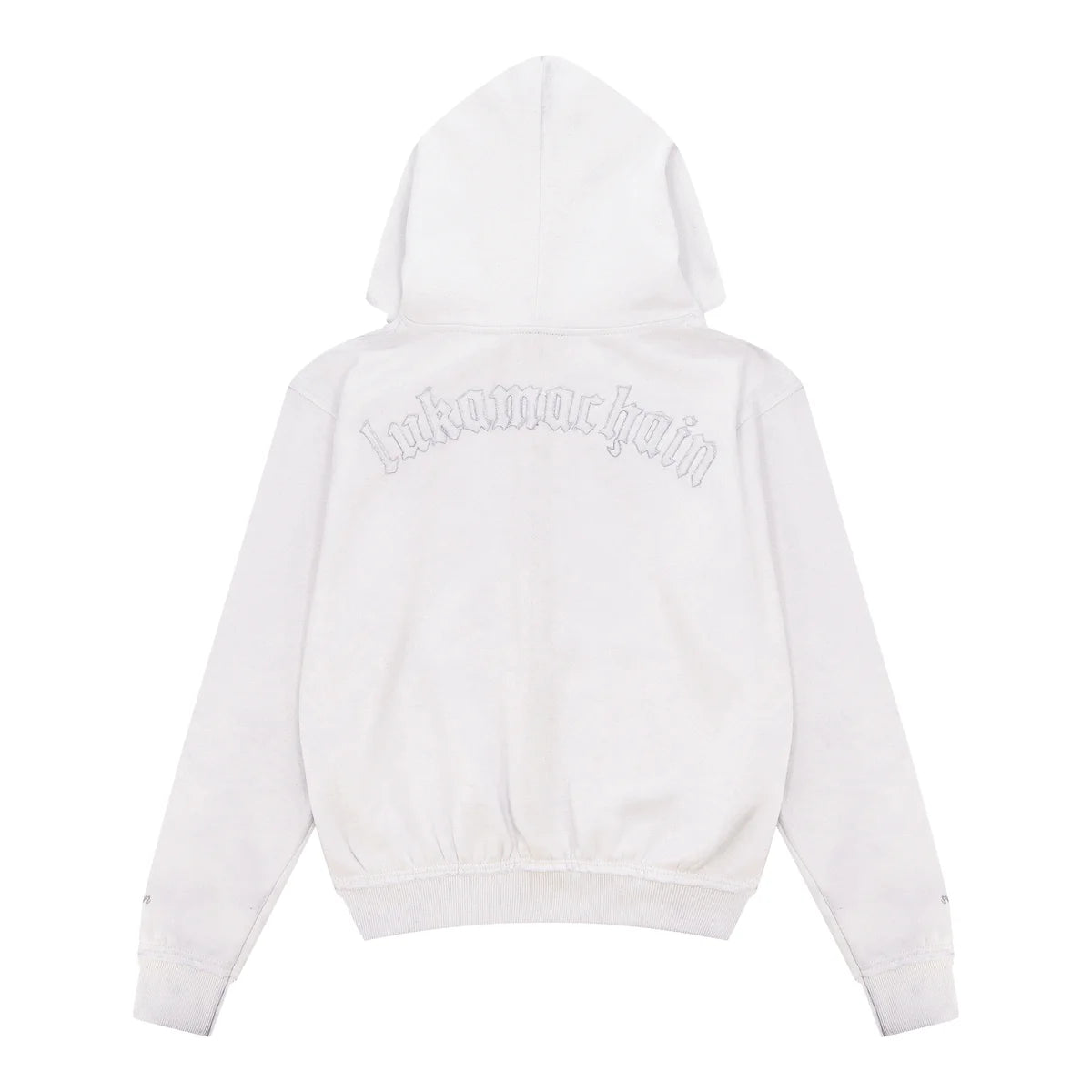 Distressed Zip Hoodie White