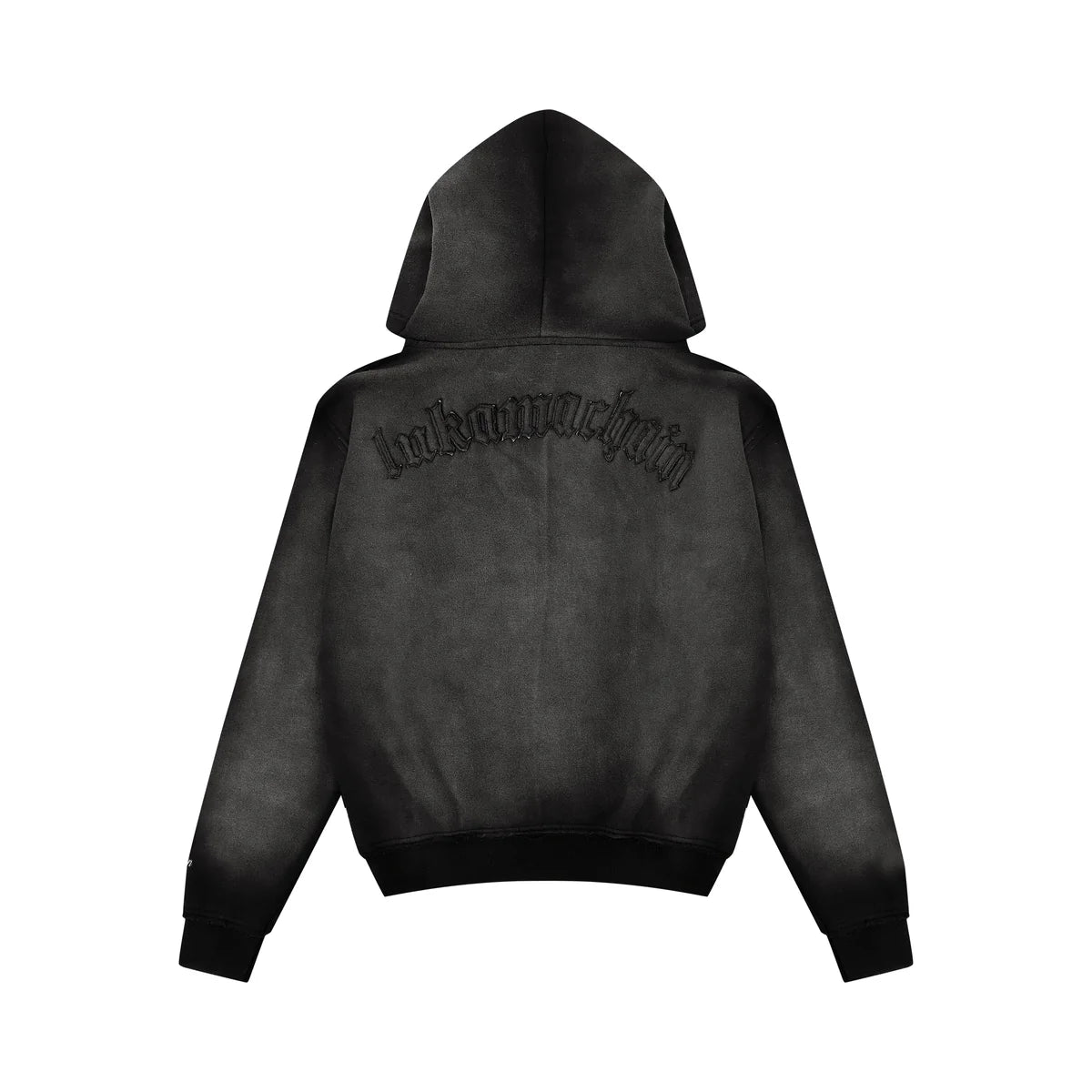 Distressed Zip Hoodie Dark Grey