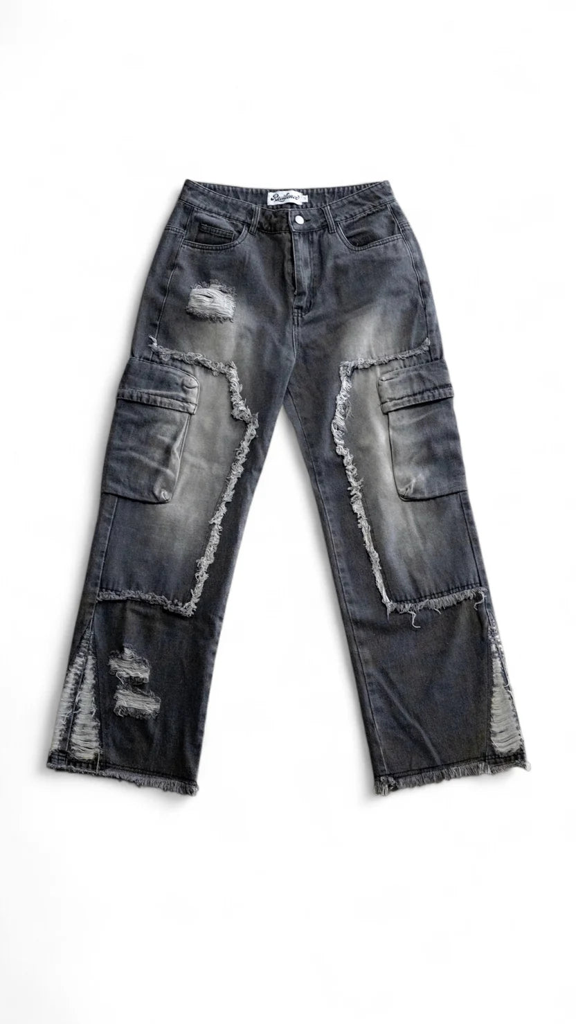 Grey distressed flare carpenter