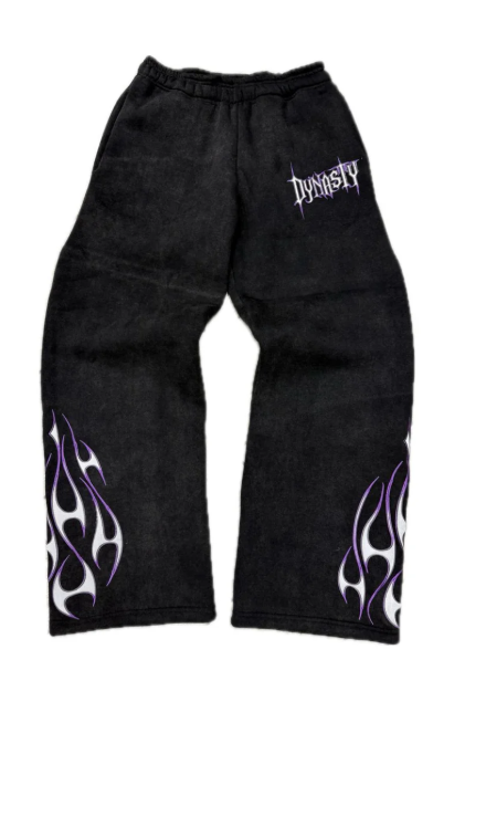 Tribal Flame Jogger Washed Black