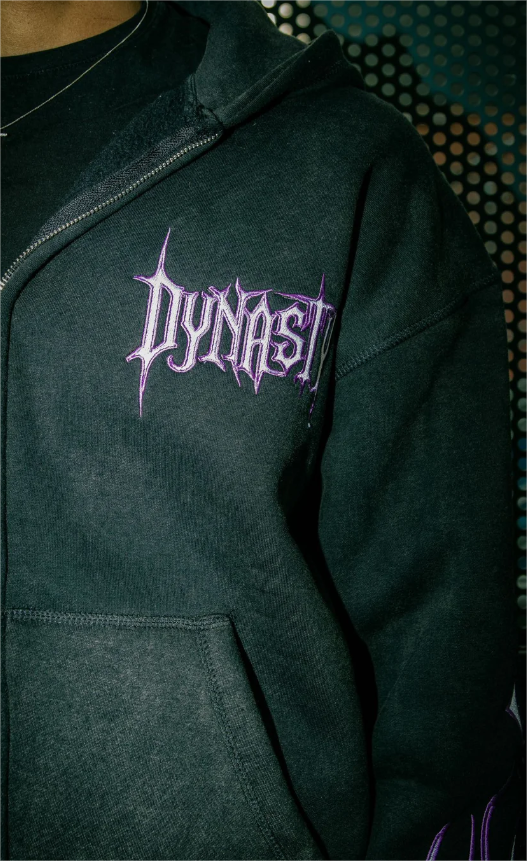 Tribal Flame Zip Hoodie Washed Black