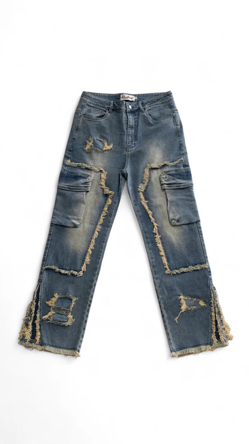 Blue distressed flare carpenter