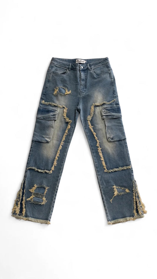 Blue distressed flare carpenter