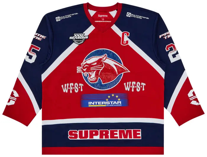 Supreme Rhinestone Hockey Jersey 'Red'