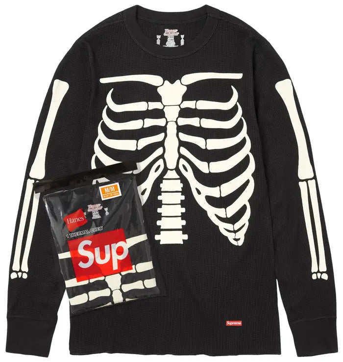 Supreme x Hanes Bones Thermal Crew 'Black'