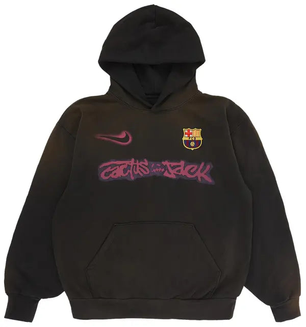 Travis Scott X Nike X FC Barcelona Spray Logo Hoodie Black