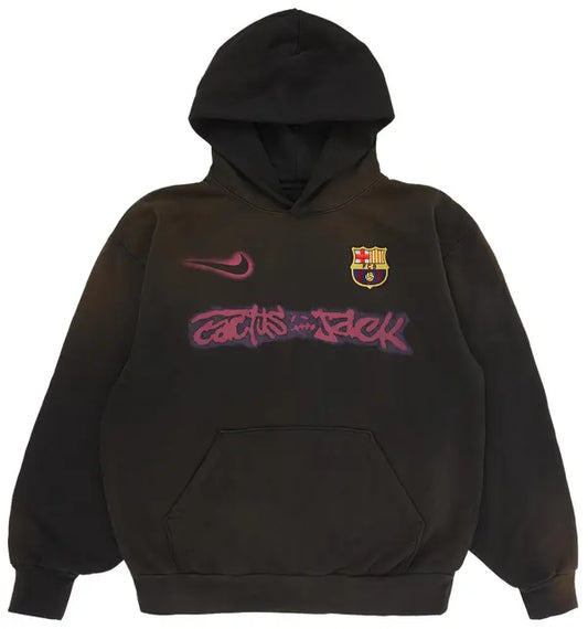 Travis Scott X Nike X FC Barcelona Spray Logo Hoodie Black