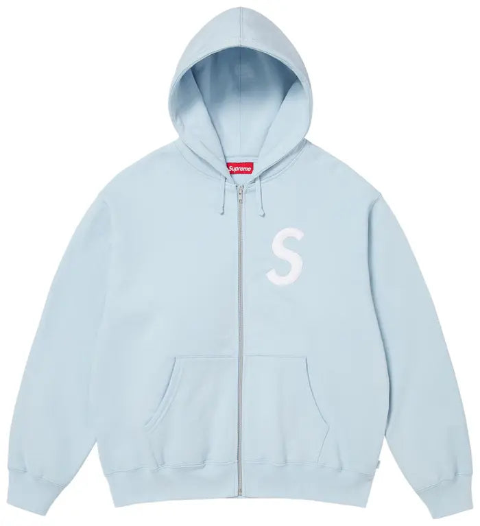 Supreme S Logo Zip Up Hooded Sweatshirt 'Light Blue' (FW 25)