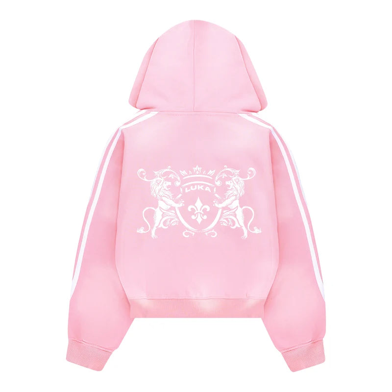 Zip Hoodie Striped - Pink