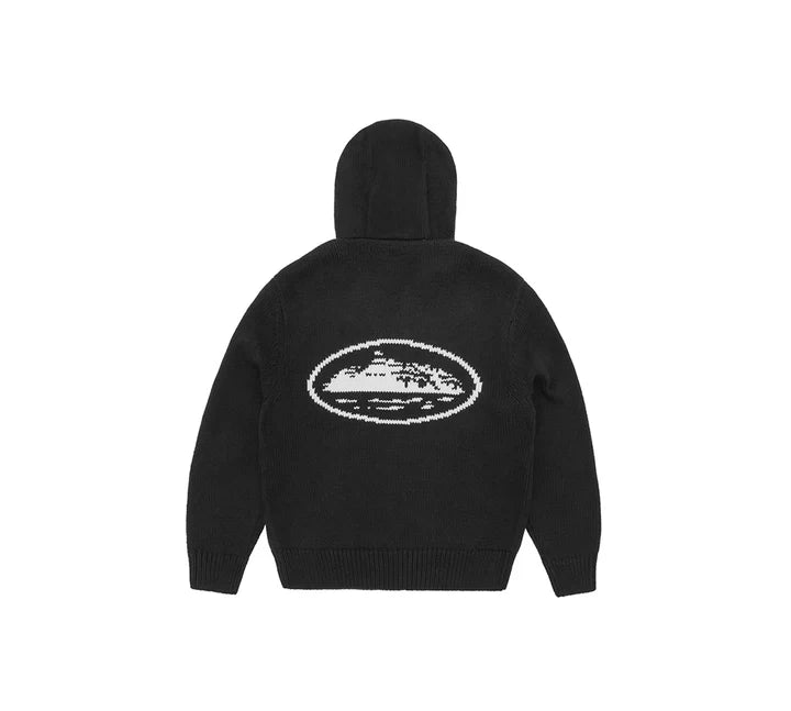 Corteiz Alcatraz Heavy Knit Zip Hoodie 'Black'