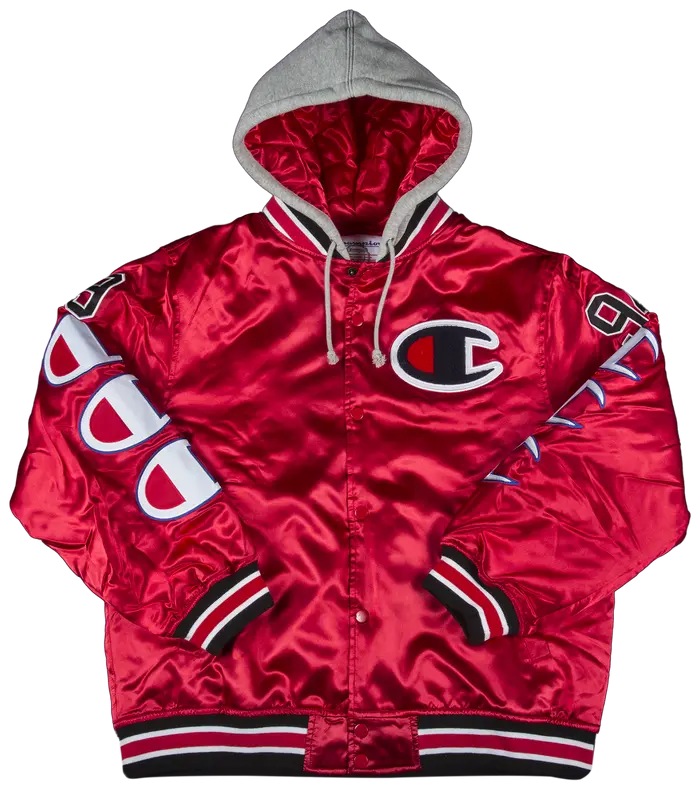 Supreme x Champion Hooded Satin Varsity Jacket 'Red'