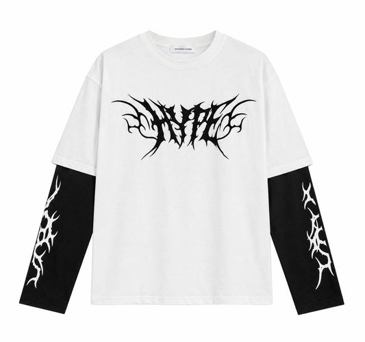 Long Sleeve Double-Layer "Cyber Tribal White"