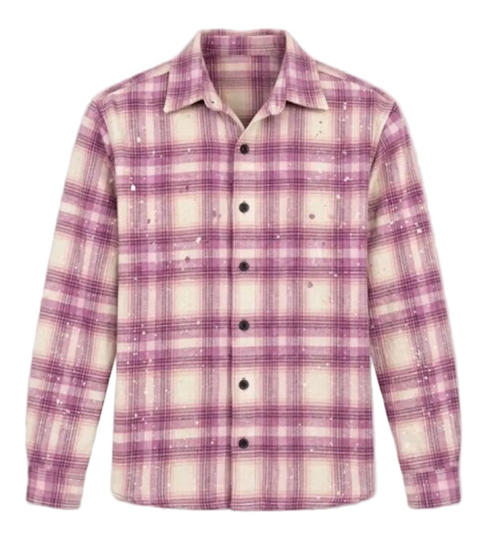 Camicia Crop Flannel "Pink Glitter Plaid"