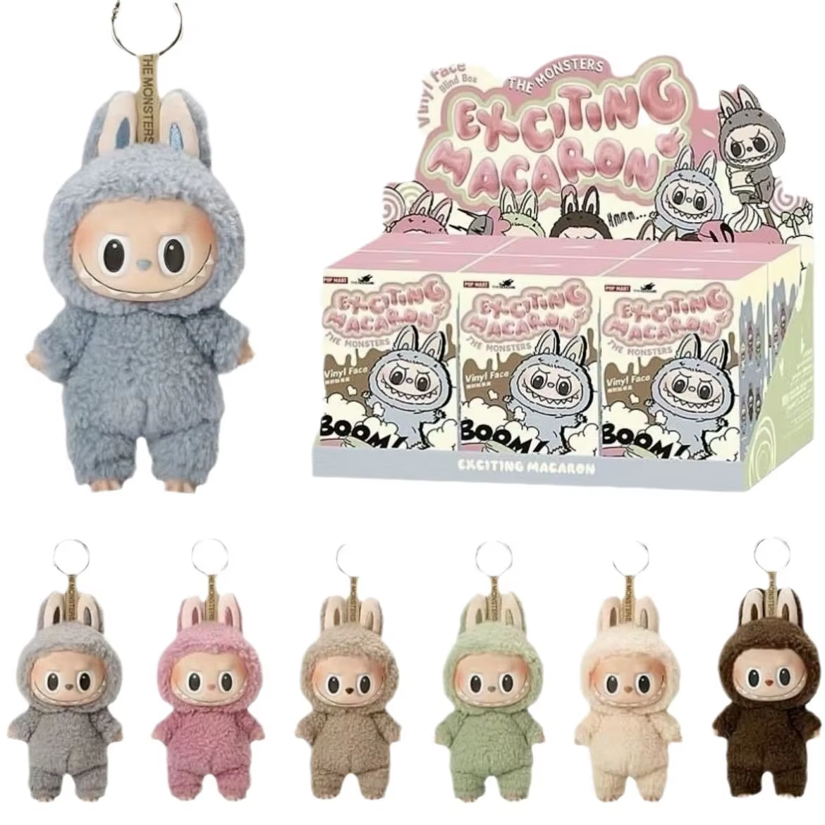 Pop Mart Labubu The Monsters 'Exciting Macarons Vinyl Plush Pendant' (6 Blind Box)
