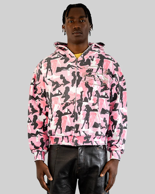 Zip Hoodie Camouflage Pink
