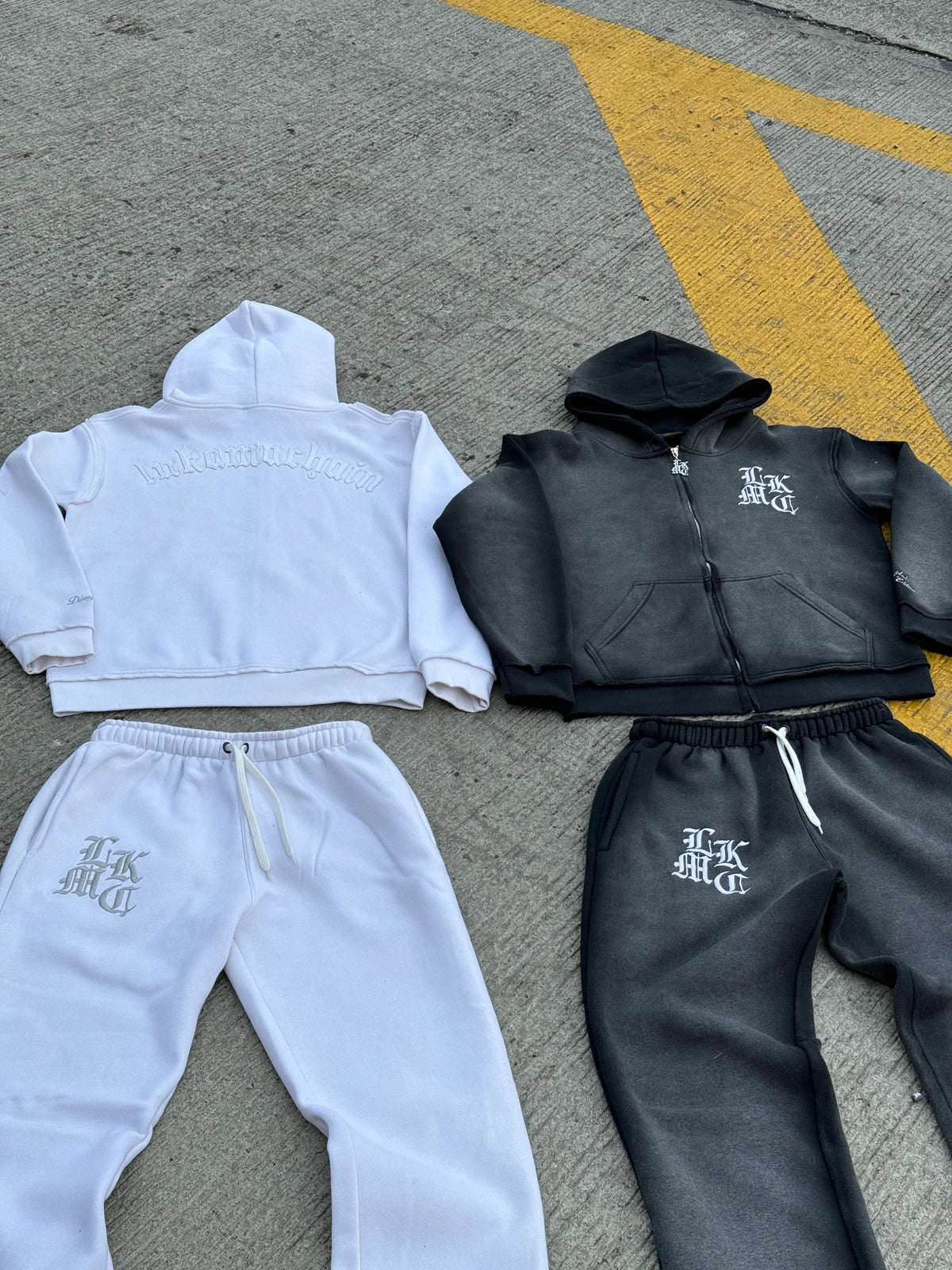 Distressed Zip Hoodie Dark Grey