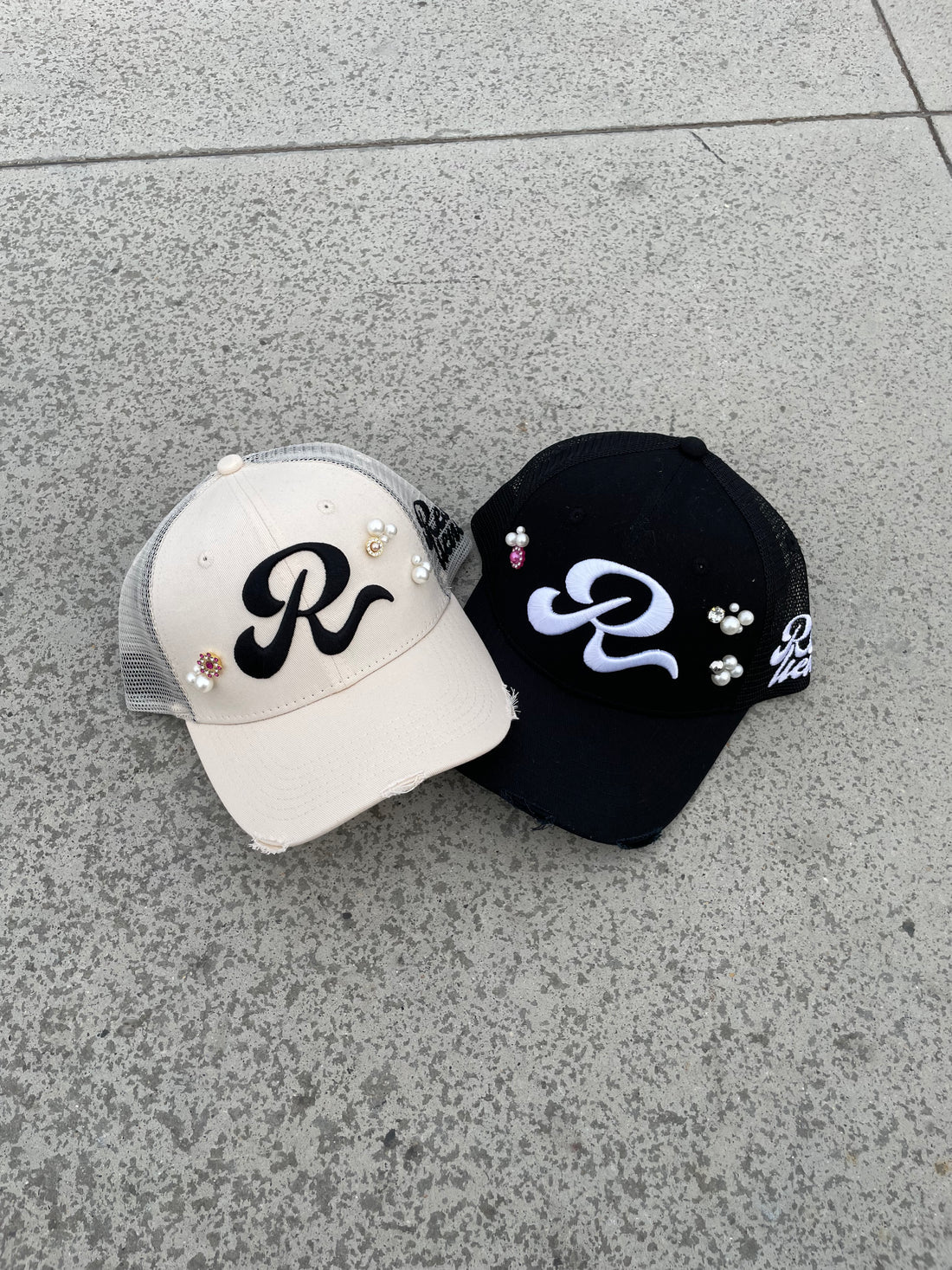 Beaded trucker hat