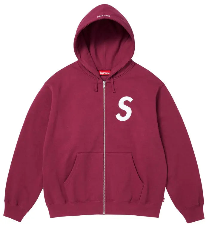 Supreme S Logo Zip Up Hooded Sweatshirt 'Raspberry' (FW 25)