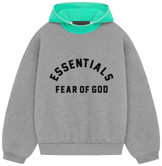 Fear of God Essentials Nylon Fleece Hoodie 'Dark Heather Oatmeal/Mint Leaf'