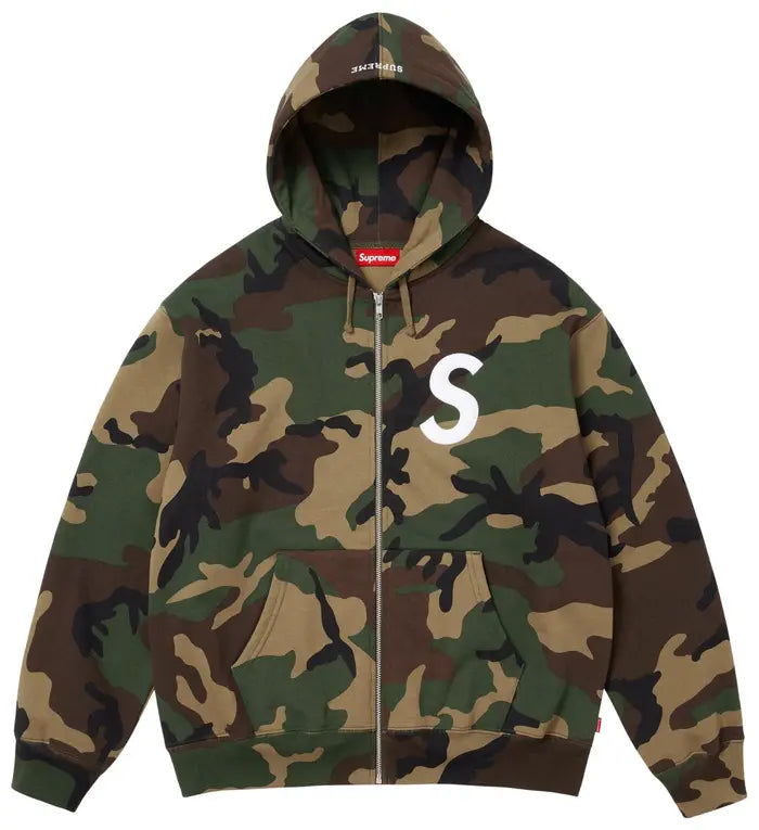 Supreme S Logo Zip Up Hooded Sweatshirt 'Woodland Camo'