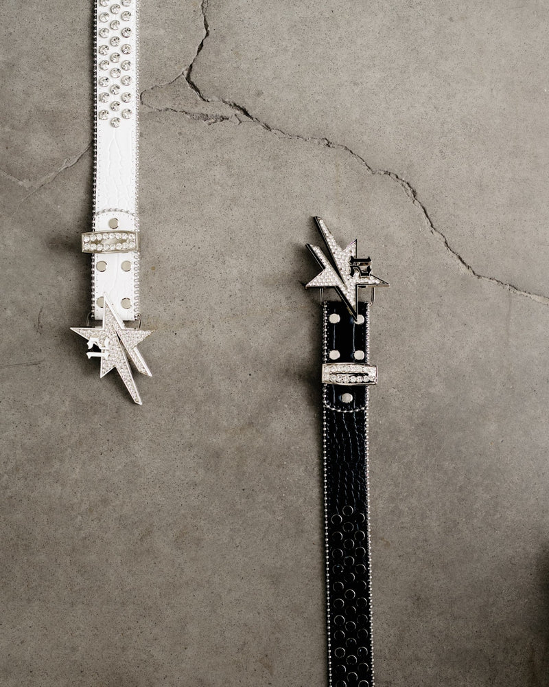 Diamonds Star Belt - White