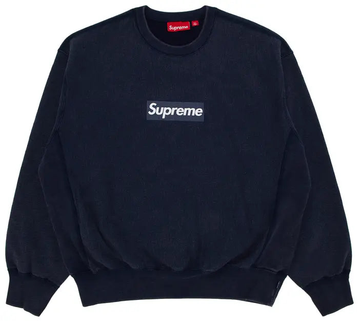 Supreme Washed Box Logo Crewneck 'Navy'